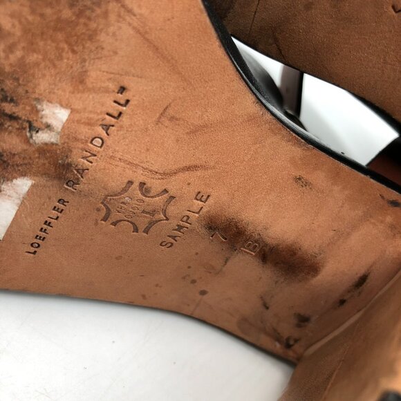 Loeffler Randall Maisy Colorblock Leather Sandal Block Heel Black Brown Size 7 - Picture 6 of 6